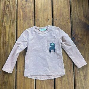 Long Sleeve Kids Tee with Pocket - Pink